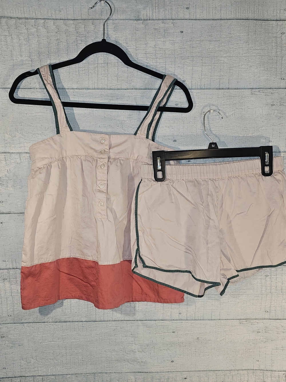 Women’s Lake Two-Piece Pink Colorblock Cotton Pajama Set
